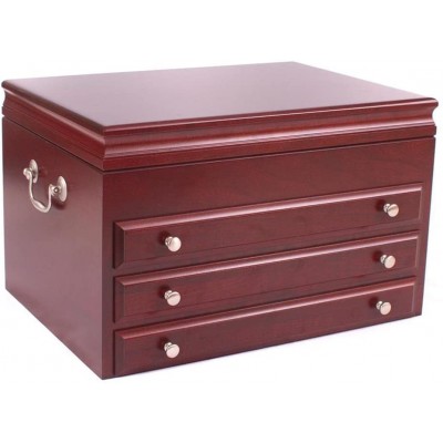 American Chest Company J03M Majestic Solid American Cherry Hardwood Jewel Chest with Rich Mahogany Finish - BPB1ALK02