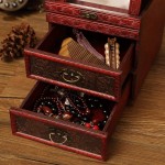 EEYZD Wood Jewelry Boxes Jewelry Boxes Organizers Retro Three-Tier Drawer for Women with Mirror Storage Necklace Ring Earring Personalized Jewelry Boxes Gift for Birthday Valentine's Day,B - BXYJGRHSW