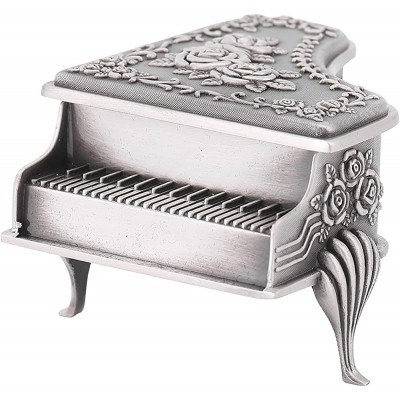 Jewelry Box Piano Shaped Rose Flower Carved Zinc Alloy Jewelry Case Unique Design Jewelry Collection Storage Box - BDERJ0TV0