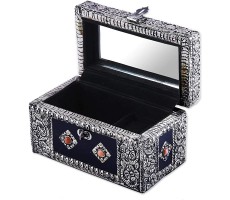 NOVICA Repousse Brass Velvet Lined Jewelry Box with Tray and Lock Treasure Chest' - B80D5EB6C
