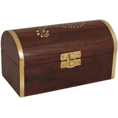 STORE INDYA Handmade Wooden Jewelry Organizer Keepsake Box With Beautiful Brass Inlay Pirate Collection- Treasure Chest - BDBN0CV0U