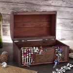 Treasure Box Treasure Chest Vintage Wooden Storage Box Decorative Treasure Jewelry Chest with Lock Home Decoration03 （trellis） - B5662H3AH