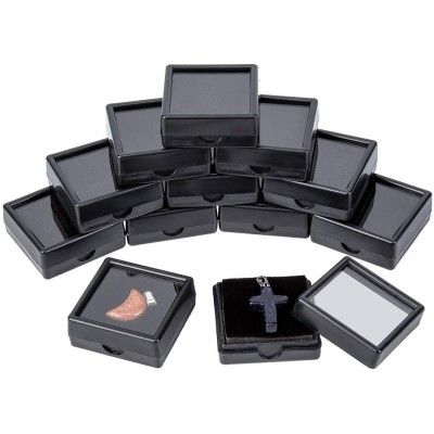 BENECREAT 24PCS Black Gemstone Display Box Jewelry Box Container with Clear Top Lids 1.57 x 0.6 Inch for Gems Coins Jewelry Gift Packing - BY706SCV8