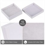 Cardboard Jewelry Boxes 10 Pack 3.5x3.5x1 Bulk Cotton Filled Small Gift Boxes with Lids for Jewelry Packaging White - BXM0BS2FU
