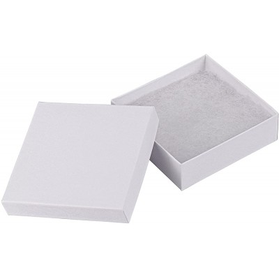 Cardboard Jewelry Boxes 10 Pack 3.5"x3.5"x1" Bulk Cotton Filled Small Gift Boxes with Lids for Jewelry Packaging White - BXM0BS2FU