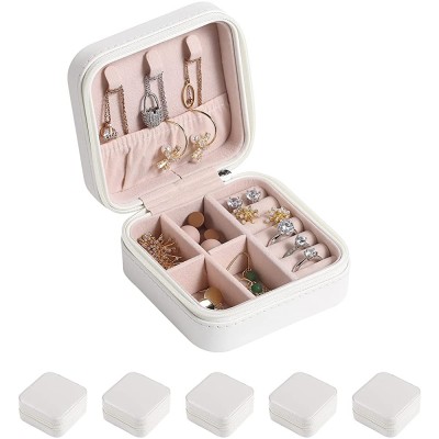 Casegrace Portable Travel Mini Jewelry Box Leather Jewellery Ring Organizer Case Storage Gift Box Girls Women - BX0LQNDEZ