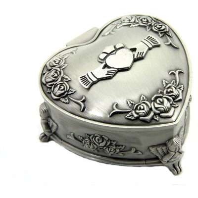Claddagh Celtic Jewelry Box Heart-Shaped Pewter Made in Ireland - B9LRJGCBU