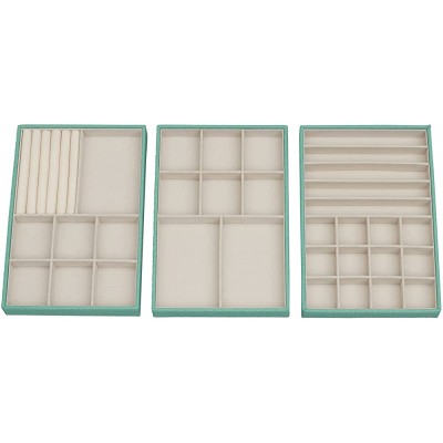 Household Essentials Teal Jewelry Organizer Stacking Boxes with Removable Lid - B0CBU0XGX