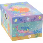 Jewelkeeper Girl's Musical Rainbow Mermaid Jewelry Box Gold Foil Design Over the Waves Tune - BSU4ESBBU