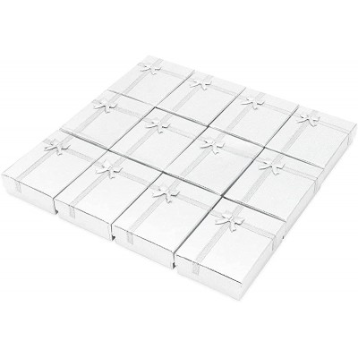 Jewelry Display Gift Boxes for Weddings & Anniversaries 2.75 x 3.5 in Silver Paper 12 Pack - B17YXQUA5