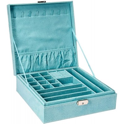 KLOUD City Two-Layer Jewelry Box Organizer Display Storage case with Lock Blue - B4IKEOT8E