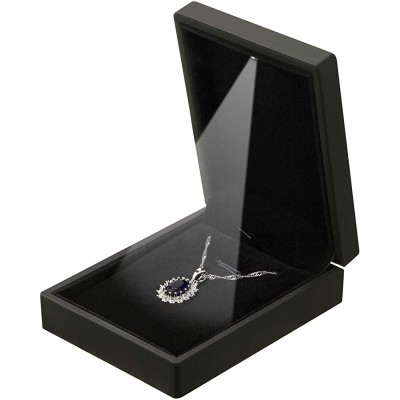 LED Light Pendant Necklace Gift Box Velvet Jewelry Storage Display Case for Proposal Engagement Wedding Anniversary Birthday Valentine's Day Black - BGFVQOWAV