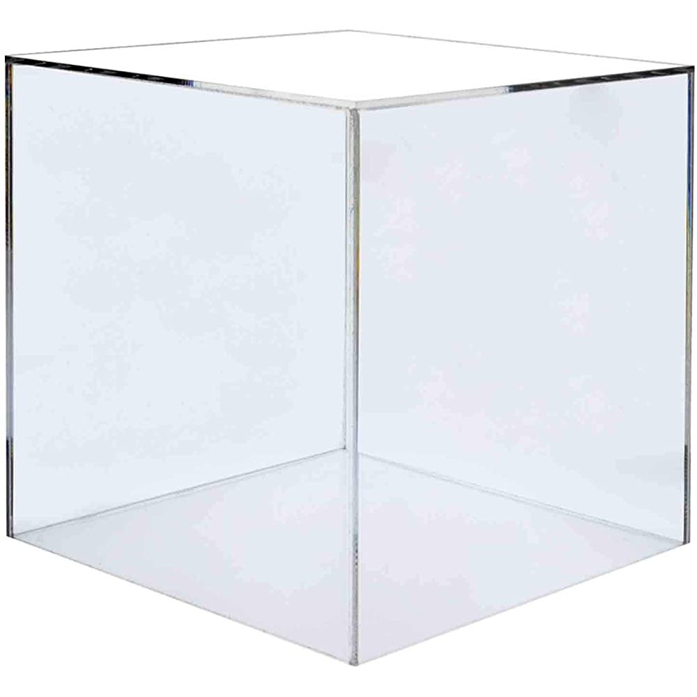 Marketing Holders Acrylic Jewelry Display Box Cube 5 W x 5 H x 5 D Toys Trinkets Collectible Items Safety Dust Cover Square 5 Sided Showcase Art Easel Pedestal Display - B6REFJ52A