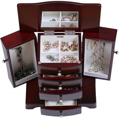 Mele & Co. Bette Wooden Jewelry Box Ring Necklace and Earring Organizer - BCWZPE28Q