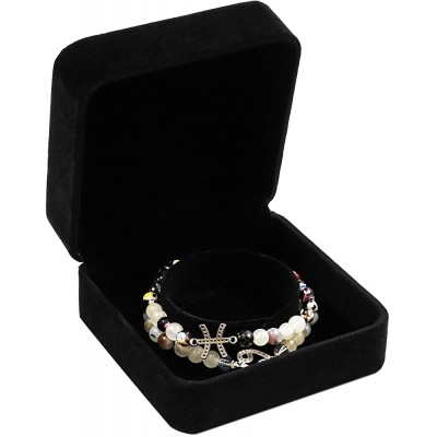 Square Velvet Jewelry Gift Box for Bracelets Black 3.5 x 3.5 x 1.9 in - B6M1QVD9U