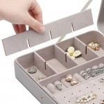 Vlando Jewelry Box Organizer for Necklaces Earrings Rings Brackets Storage Space-Saving Flat Size for Long Vocation Travel Grey - BJD3DXHEH