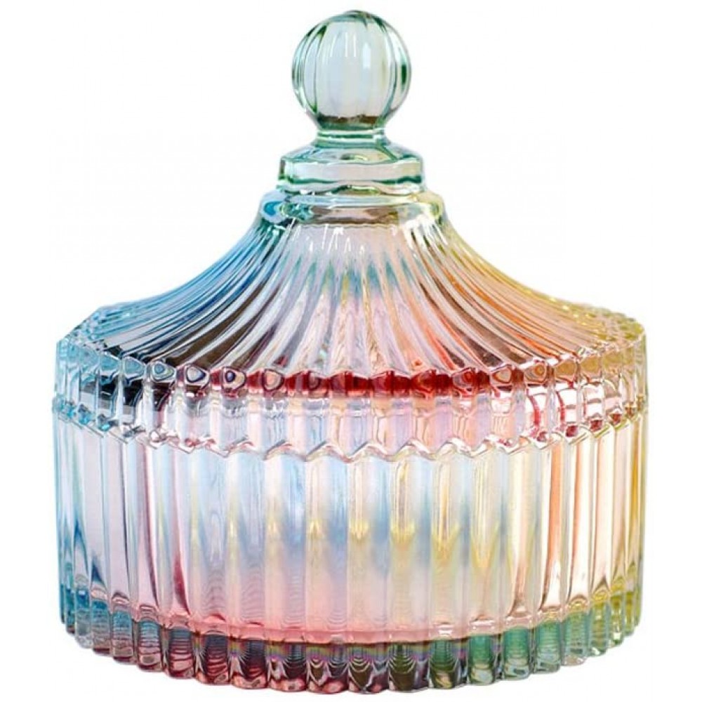 CHOOLD Luxury Colorful Tent Shaped Crystal Candy Jar with Lid,Clear Glass Apothecary Jar Wedding Candy Buffet Jar Food Jar 10oz 24oz - B5MIHVT5P