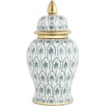 Dahlia Studios Palm Tree White and Green 14 1 2 H Decorative Jar with Lid - BDGJ63ZZB