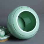 Decorative Porcelain Ginger Jar with Lotus Lid Ceramic Temple Jar Flower Vases Flower for Home Decor Living Room Office Color : Green Size : Medium - B1S117ABN