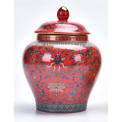 Ginger Jar Decorative Jar Ancient Chinese Imperial Enamel Porcelain Small Red 1009 - BJZFHELR4