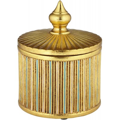 Kensington Hill Tomak 8" High Shiny Gold Ceramic Decorative Jar with Lid - BZ4QLTBD7