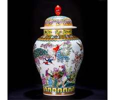 KORANGE Ginger Jars Ginger Jar Decorative Jar Porcelain Jar Temple Jar Oriental Vases Peacock Flower Pattern - B2NGVUPY7