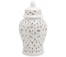 long teng Porcelain Ginger Jar for Home Decor Decorative Jar Vase Ceramic Temple Jar with Lid Chinese Carved Lattice Vase Gift Jars from Jindezhen Color : White Size : Small - B5VTGLSSL