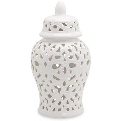 long teng Porcelain Ginger Jar for Home Decor Decorative Jar Vase Ceramic Temple Jar with Lid Chinese Carved Lattice Vase Gift Jars from Jindezhen Color : White Size : Small - B5VTGLSSL