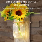Rustic Mason Jar Wall Decor Sconces Kitchenexus Decorative Mason Jar with Remote Control LED Fairy Lights and and Sun Flowers Farmhouse Home Decorations Wall Decor Living Room Lights Set of Two - BP1TQEIGJ