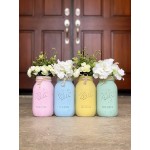 Set of 3 5 or 5 Your Choice Pint or Quart Size Rustic Farmhouse Style Hand Painted and Distressed Mason Jar Bathroom Accessories Set Your Choice of Jar Colors Silk Flowers Optional - BZKCWKXMB