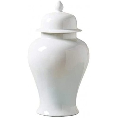 Traditional Jingdezhen White Porcelain Ginger Jar with Lid Floral Temple Jar Decorative Flower Vase for Home Decor Office Centerpiece Size : Medium - BLJ2U1PWF