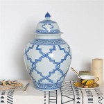 XXLKAIF Decorative Jars with Lids Blue and White Ginger Jars Porcelain Vase Temple Jar Ceramic Jar - B3BJX6VXA