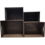 4 Pack Storage DIY Wood Crates Cutout Handles Decorative Nesting Wood Box for Storage Organization and Display Set of 4 Rustic Brown - BOASNZEPR