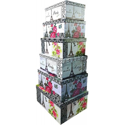 Alef Elegant Decorative Themed Nesting Gift Boxes -6 Boxes- Nesting Boxes Beautifully Themed and Decorated Perfect for Gifts or Simple Decoration Around the House! Eiffel Tower - BJ2972SUH