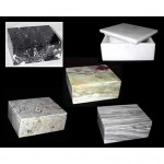 Decorative White Marble Box Stone Box with Lid Rectangular 5 Inch - BAV78LHCL