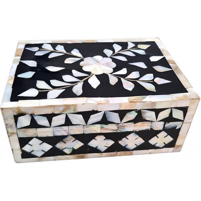 Handcrafted Bone Inlay Decorative Box Floral Design Multipurpose Storage Keepsake Box - BKGWQEOHX