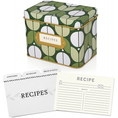 Jot & Mark Recipe Card Complete Gift Box | Decorative Tin Box Recipe Cards Index Dividers 14 dividers 50 4x6 inch cards 1 box - B1U6V0HUE