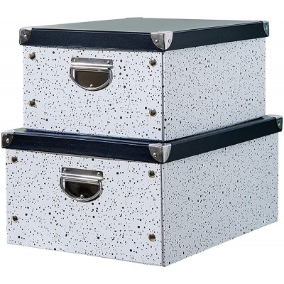 SLPR Cardboard Folding Box with Metal Corners and Handles | Large Size Modern Splash Set of 2 | Decorative Paperboard Boxes - BTFI7EMQX
