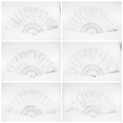 12 Pc Mix Spanish Style White and Silver Glitter Floral Pattern Folding Fan for Wedding Party Decor Sweet 15 favors Dancing Hand Fan Table Setting Wall Decoration Out Door Wedding Wedding Gift - BQIYNAO38