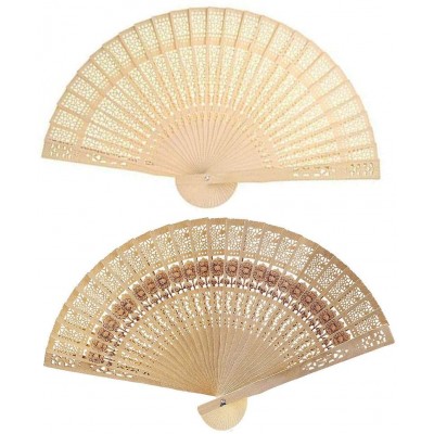 A 2 Pieces Handheld Fans Cloth Hand Fans,Sandalwood Bamboo Folding Fans for Wedding Decoration Church Wedding Gifts Party Favors DIY Decoration - BAOOPF00B