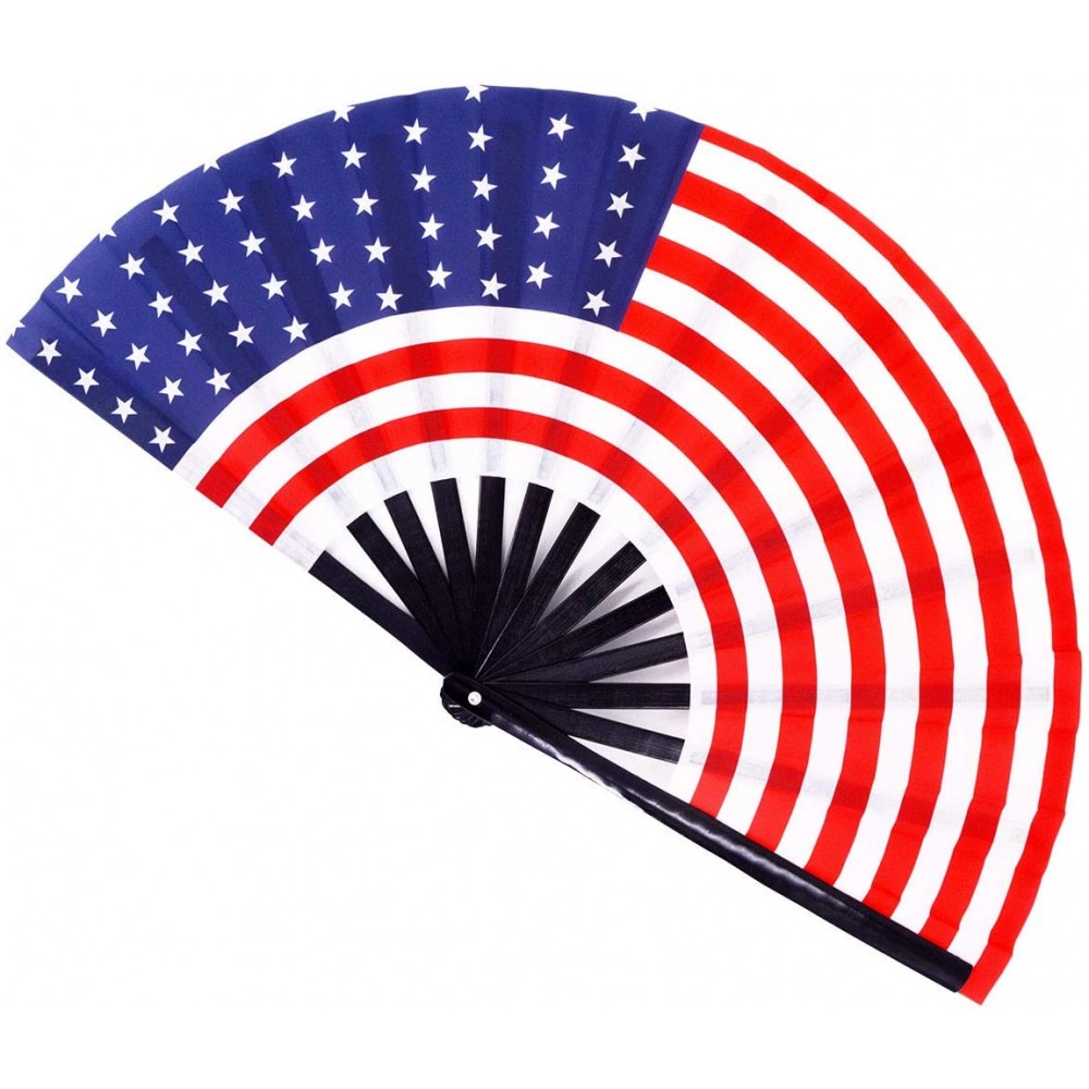 Amajiji American Flag Folding Fans Large Bamboo Folding Fans Decorative Patriotic USA Folding Fans USA Flag - BNIRBWW4B