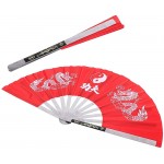 Chinese Tai Chi Folding Fan Stainless Steel Tai Chi Martial Arts Kung Fu Practice Training Fan for Practice Performance Decorations Dancing Gift Red - BKWTOG45M