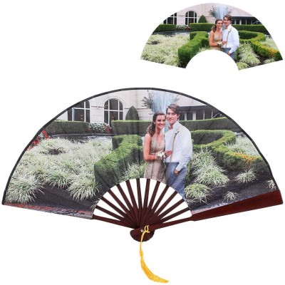 Personalized Folding Fans Custom Picture Silk Folding Fans with Bamboo Frames Hand Fan for Women and Men Chinese Charming Elegant Vintage Retro Style - BJS7D82MB