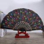 Rodipu Sturdy and Durable Fan Display Holder Chinese Fan Decorative Stand Hand Fan Holder for Exhibition Party WeddingDark red - BPLUC7ZRI