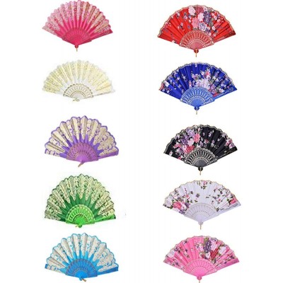 SITAER 10 PCS Colorful Folding Hand Fan Handheld Fans Summer Vintage Dancing Party Hand Fans for Girls Women … Style 1 - B1PL4QBJ5