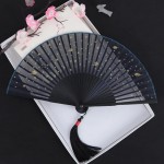ZYCSKTL Chinese Fans Folding Fan,Elegant Retro Star Print Ladies Hand Fan Portable Small Handmade Fan Exquisite Tassel Decoration Color : E Size : 38cm1 - B090R5QF7