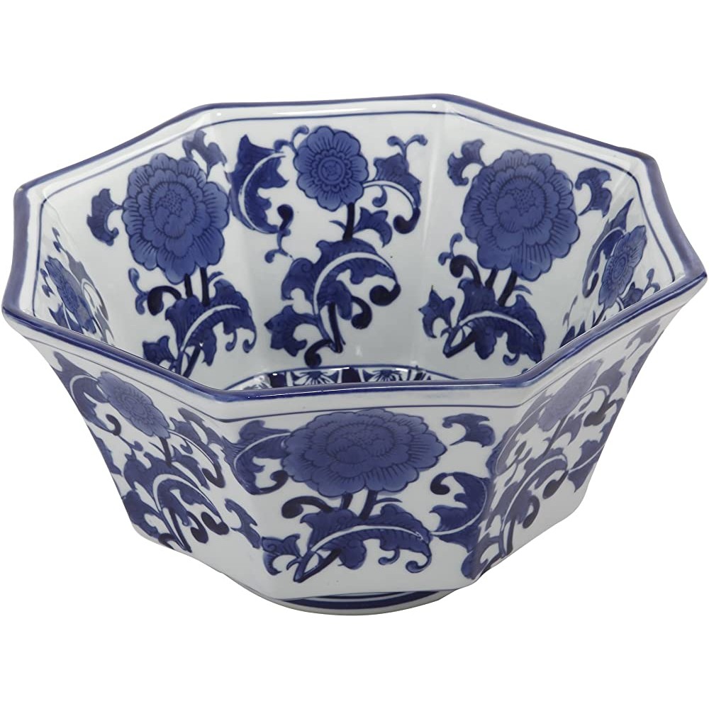 A&B Home 10.5-Inch Ren Blue and White Centerpiece Bowl - BUCFMEXSB