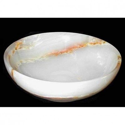 Decorative White Onyx Marble Bowl Large 8 Inch - BQ2ZDP5ML