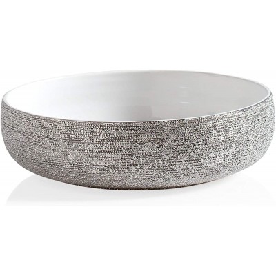 Torre & Tagus Brava Spun Textured Metallic Silver Finished Bowl for Table and Counter Top Fruit or Stand Alone Accents 10" x 10" x 3" inches - B6WDN7RB1