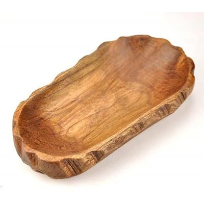 Ttedoye Long Wooden Dough Bowls for Decor Great as a Centerpiece Bowl Fruit Bowl Key Bowl Decorative Rustic Carved Dough Bowl Bowl for Serving Fruits Coffee Table Decor - BHX0WQY5L